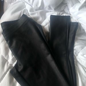 Black faux leather leggings